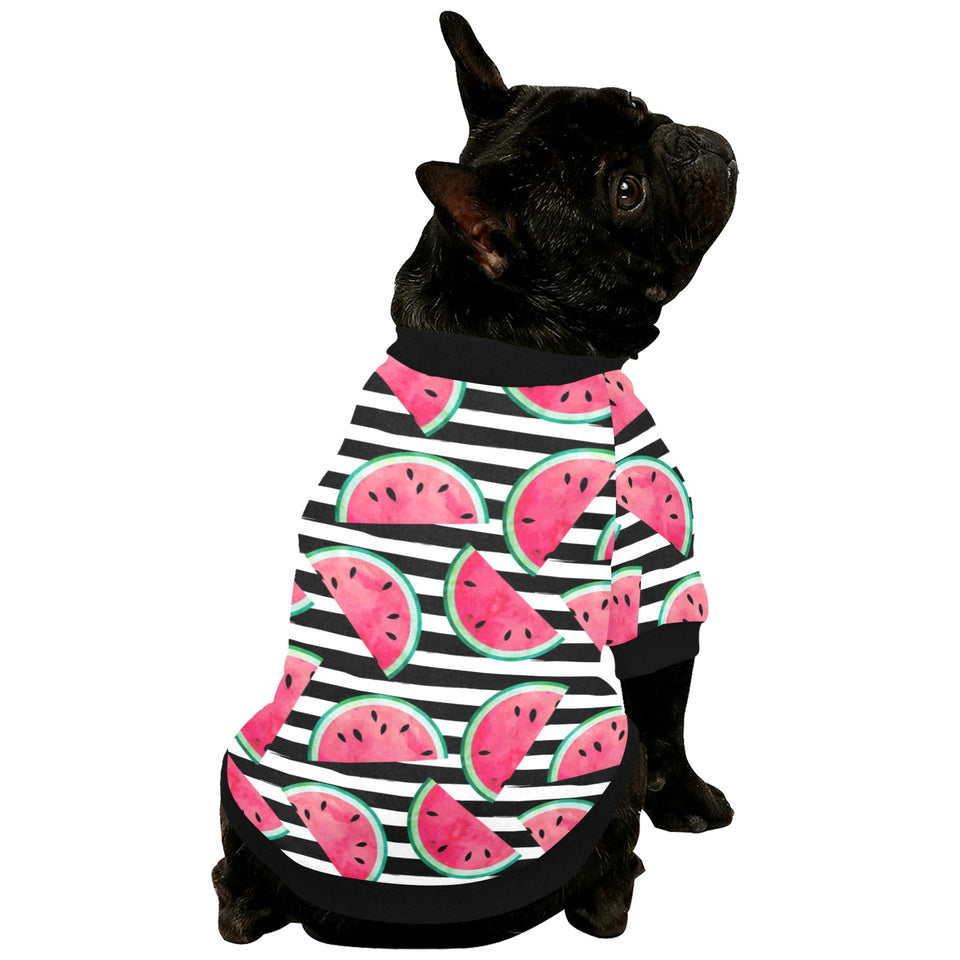 Watercolor paint textured watermelon pieces All Over Print Pet Dog Round Neck Fuzzy Shirt