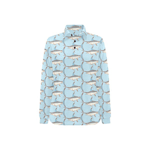 Swordfish Pattern Print Design 01 Women's Long Sleeve Polo Shirt