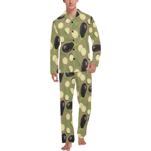 Eggplant Pattern Print Design 02 Men's Long Pajama Set