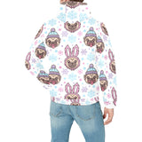 Cute pug hat rabbit costume pattern Men's Padded Hooded Jacket