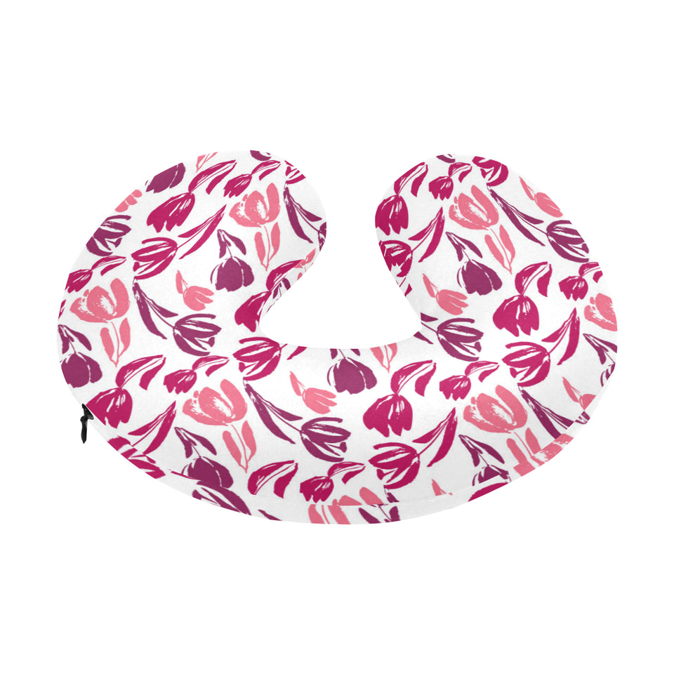 pink sketch tulip pattern U-Shaped Travel Neck Pillow