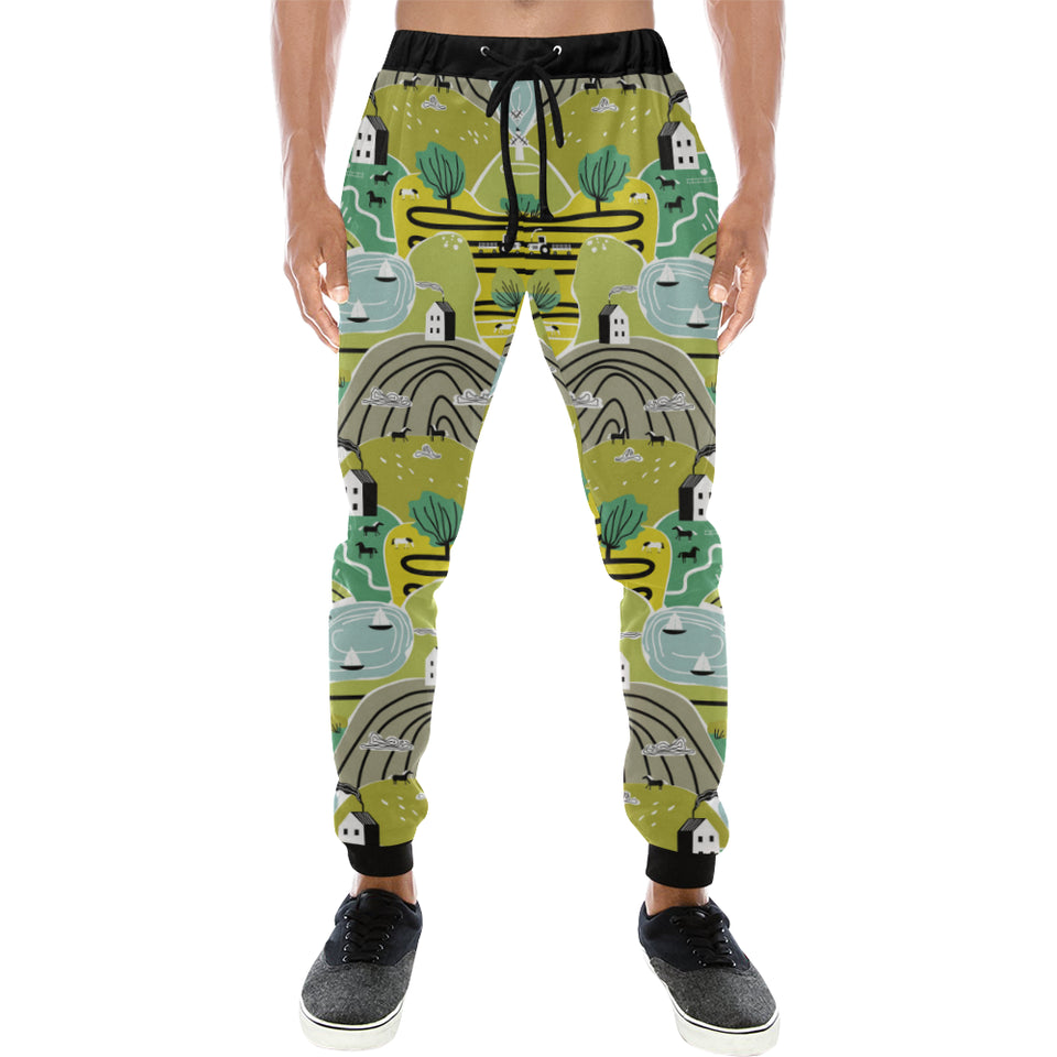 Hand drawn windmill pattern Unisex Casual Sweatpants