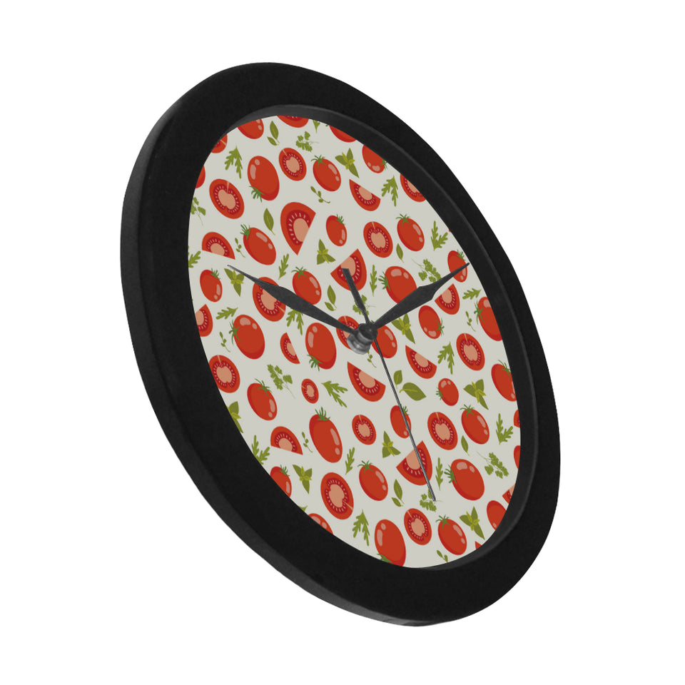 Tomato pattern Elegant Black Wall Clock