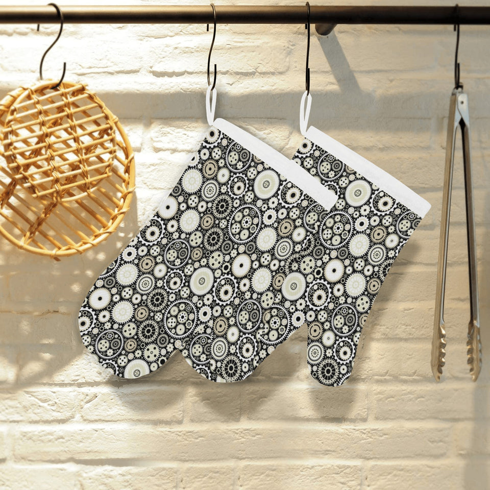 Gear Pattern Print Design 02 Heat Resistant Oven Mitts