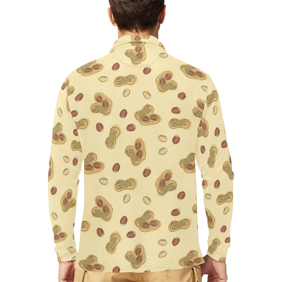 peanuts design pattern Men's Long Sleeve Polo Shirt