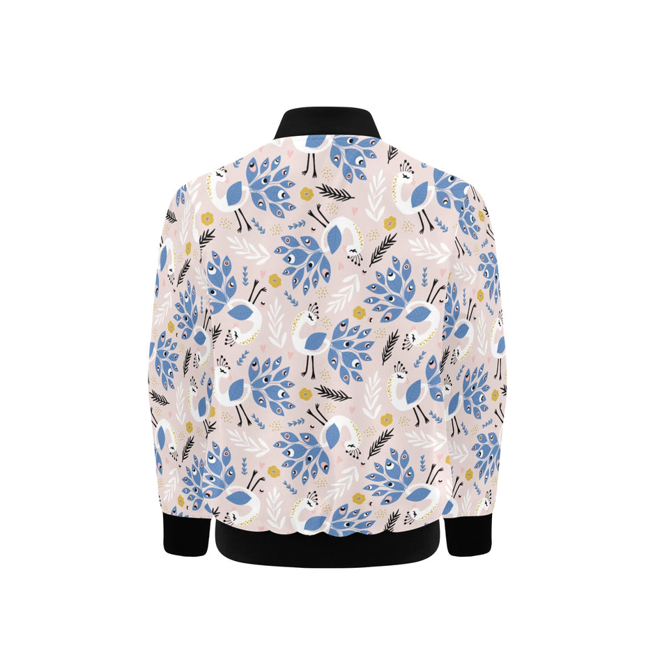 Cute peacock pattern Kids' Boys' Girls' Bomber Jacket