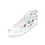 Cute color paper sailboat pattern Women's High Top Canvas Shoes White