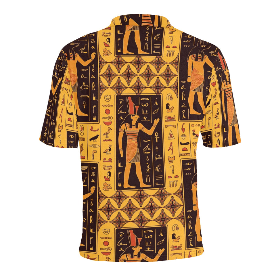 Egypt Hieroglyphics Pattern Print Design 05 Men's All Over Print Polo Shirt