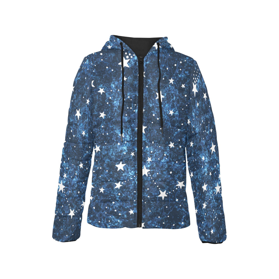 Night sky star pattern Women's Padded Hooded Jacket