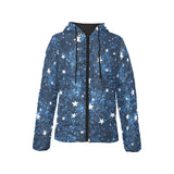 Night sky star pattern Women's Padded Hooded Jacket