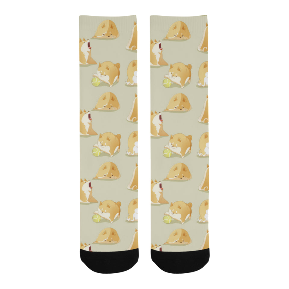Cute fat shiba inu dog pattern Crew Socks