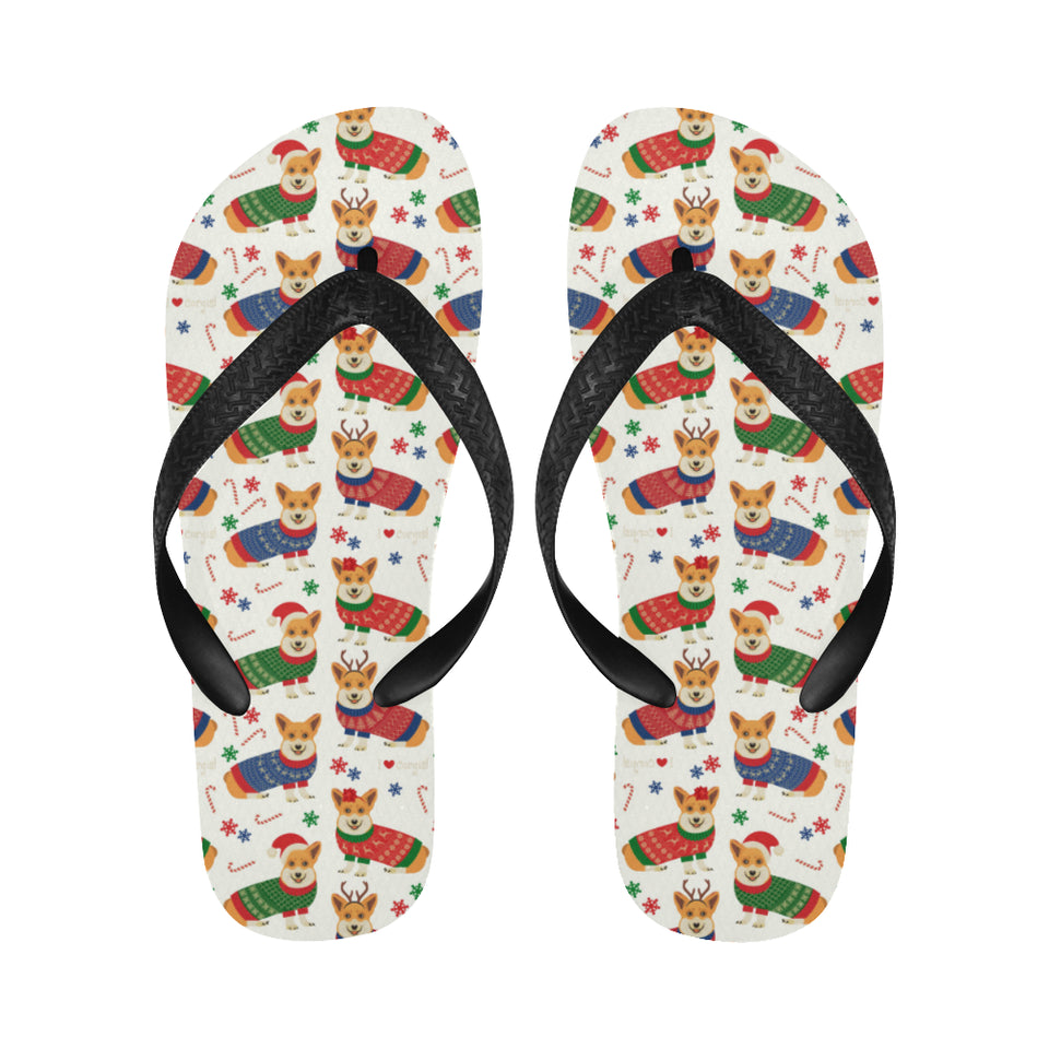 Corgi Christmas Pattern Unisex Flip Flops