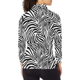Zebra skin pattern Women's Long Sleeve Polo Shirt