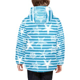 Starfish blue blackground Kids' Boys' Girls' Padded Hooded Jacket