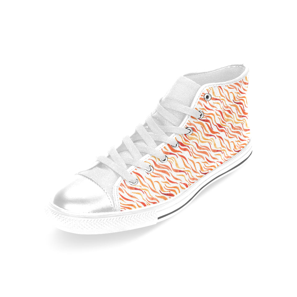Fire flame watercolor pattern Women's High Top Canvas Shoes White