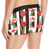 red and white tulips pattern Men's All Over Print Boxer Briefs Men's Underwear