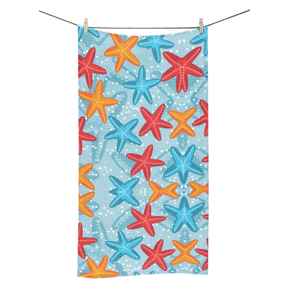Blue red orange starfish pattern Bath Towel