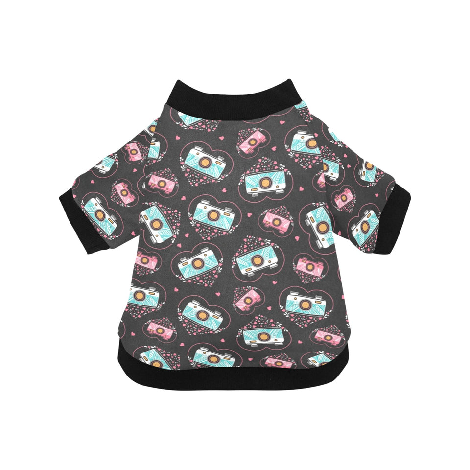 Camera Pattern Print Design 04 All Over Print Pet Dog Round Neck Fuzzy Shirt