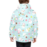 Cute snowman snowflake pattern Kids' Boys' Girls' Padded Hooded Jacket