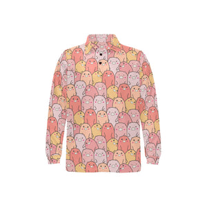 Pig Pattern Print Design 04 Men's Long Sleeve Polo Shirt