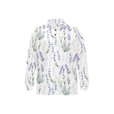 Hand painting Watercolor Lavender Men's Long Sleeve Polo Shirt