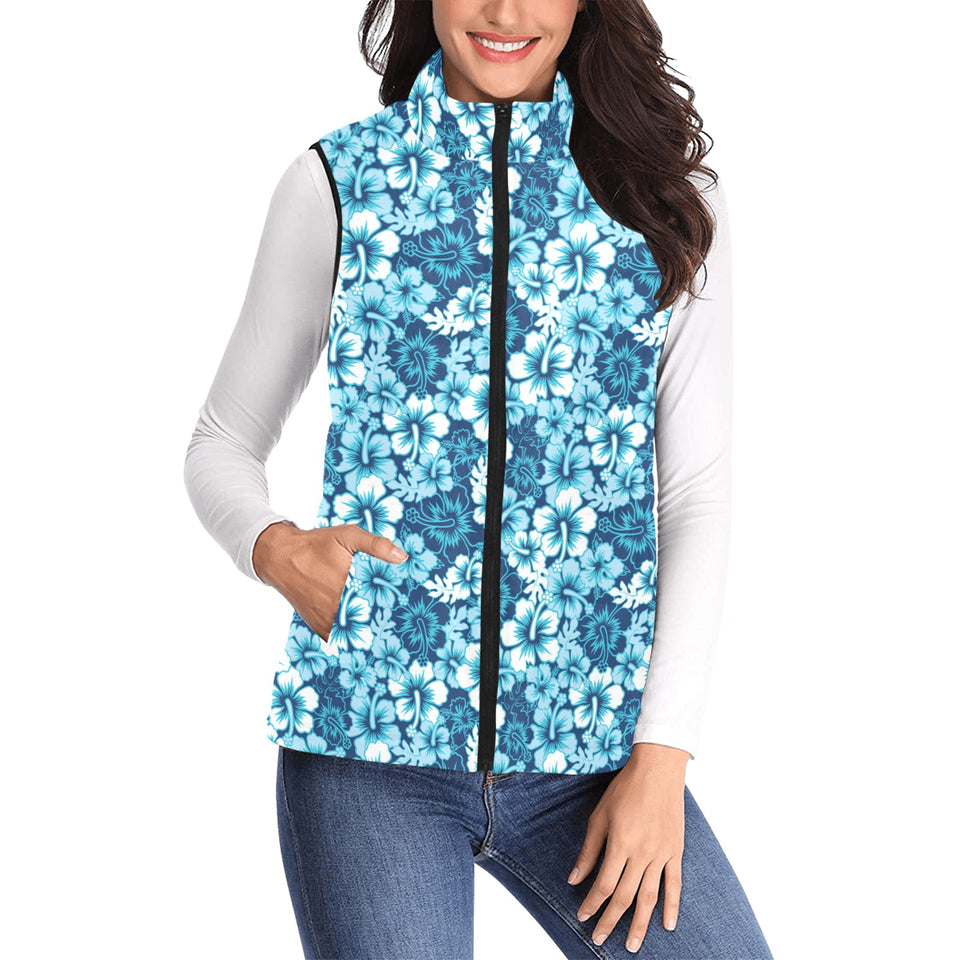 Hibiscus Pattern Print Design 03 Women's Padded Vest