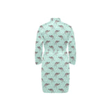 Kangaroo pattern background Men's Long Sleeve Belted Night Robe