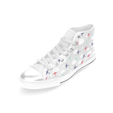 Airplane cloud grey background Women's High Top Canvas Shoes White