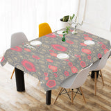 Red gold Sakura cherry blossom gray background Tablecloth