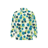 blueberry flower pattern Men's Long Sleeve Polo Shirt