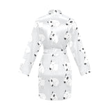 Bull Terrier Pattern Print Design 01 Women's Long Sleeve Belted Night Robe
