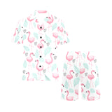 Cute flamingo pattern Men's V-Neck Short Pajama Set