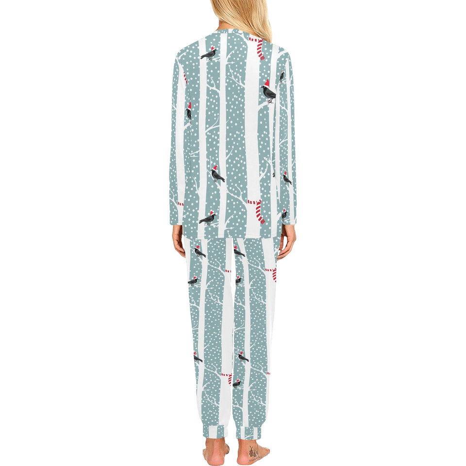 Crows christmas hat scarf Women's All Over Print Pajama Set
