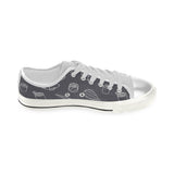 sushi pattern black background Women's Low Top Canvas Shoes White