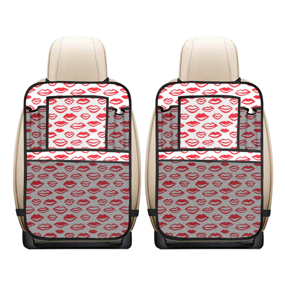 Lips Pattern Print Design 05 Car Seat Back Organizer