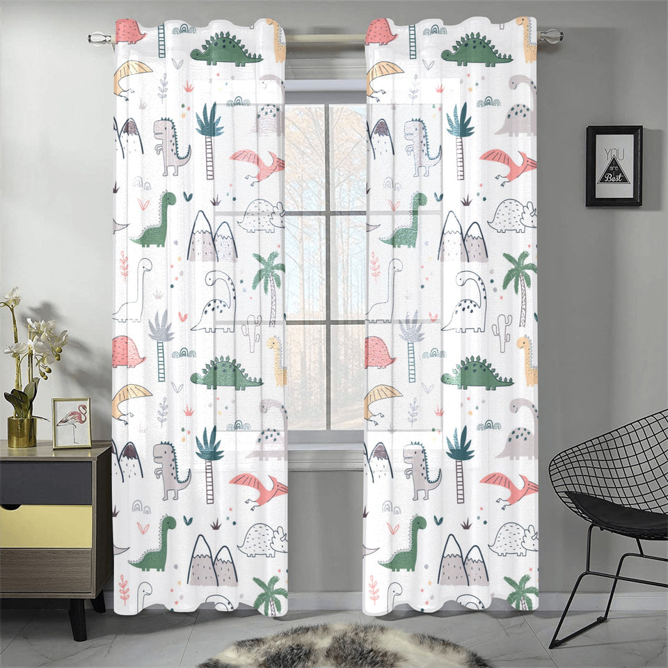Cute cartoon dinosaurs tree pattern Gauze Curtain