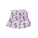 Purple seahorse blue coral pattern Unisex Bucket Hat