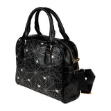 Spider web design pattern Black background white c Shoulder Handbag