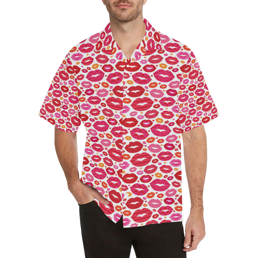 Lips Pattern Print Design 01 Men's All Over Print Hawaiian Shirt (Model T58)