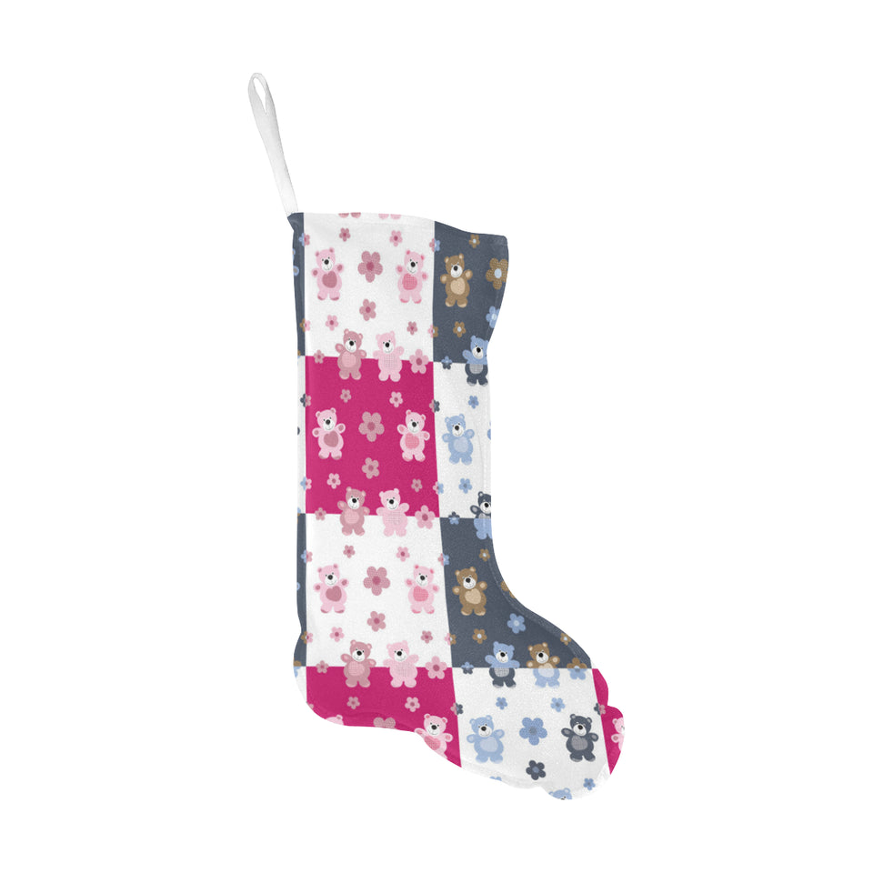 Teddy Bear Pattern Print Design 03 Christmas Stocking