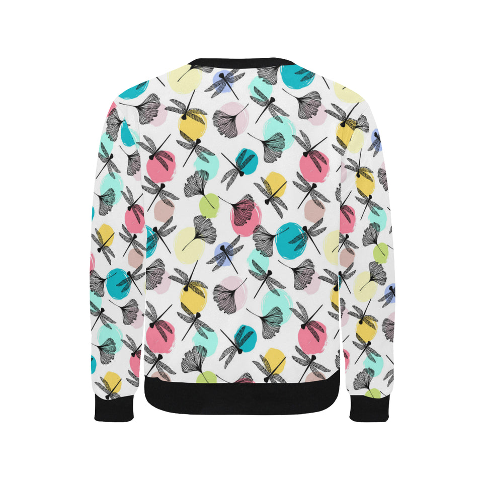 Dragonflies ginkgo leaves pattern Men's Crew Neck Sweatshirt