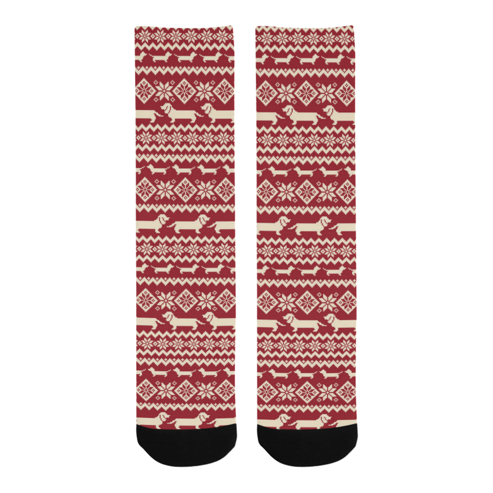 Dachshund Nordic pattern Crew Socks