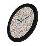 Maneki neko cat fan sakura Elegant Black Wall Clock