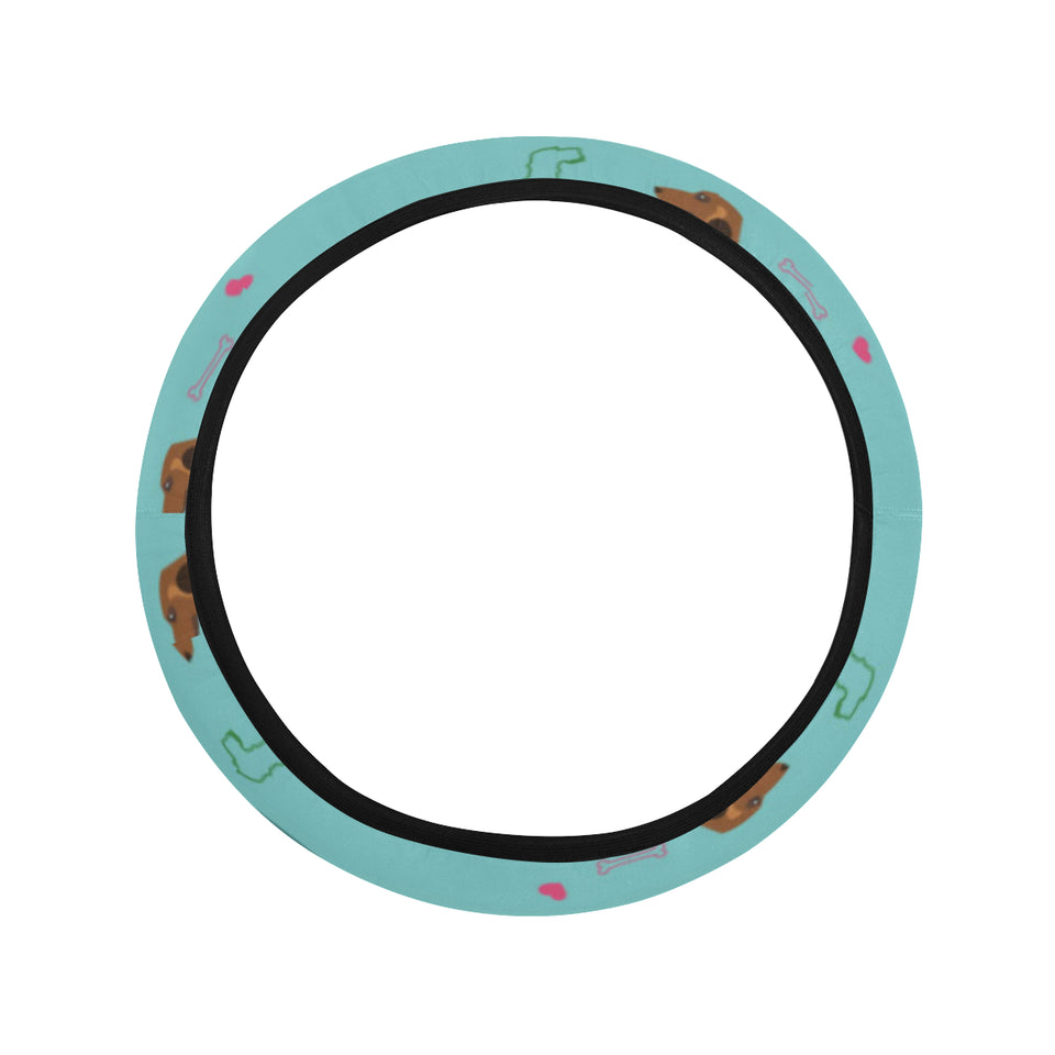 Dachshund decorative background Car Steering Wheel Cover