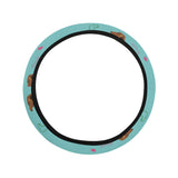 Dachshund decorative background Car Steering Wheel Cover