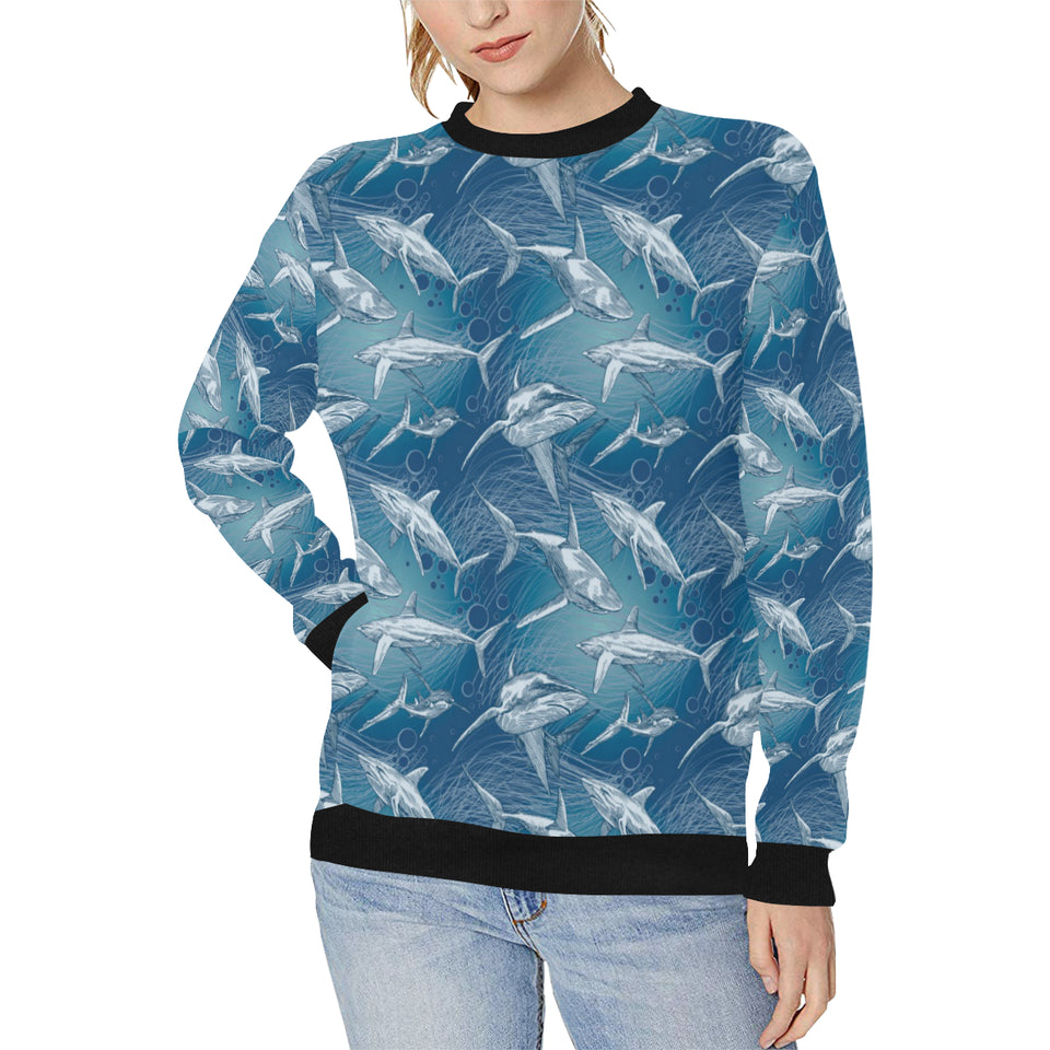 Shark hand drawn Women's Crew Neck Sweatshirt