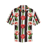 red and white tulips pattern Men's All Over Print Hawaiian Shirt