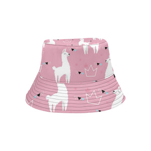 Llama Alpaca pink background Unisex Bucket Hat