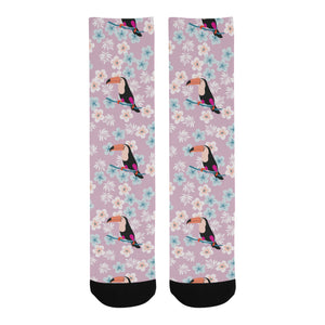 Beautiful toucan flower leaves Crew Socks