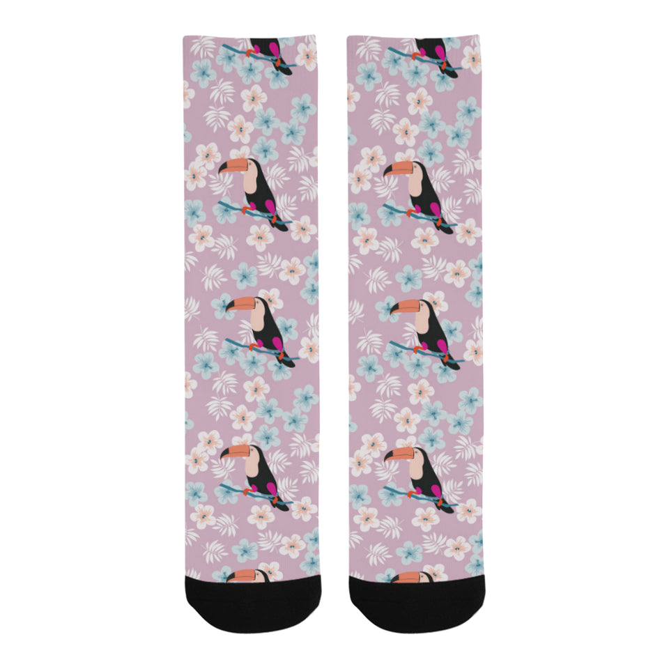 Beautiful toucan flower leaves Crew Socks